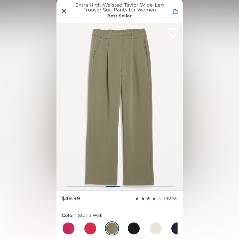 Old Navy women’s extra high waisted Taylor wide leg trouser